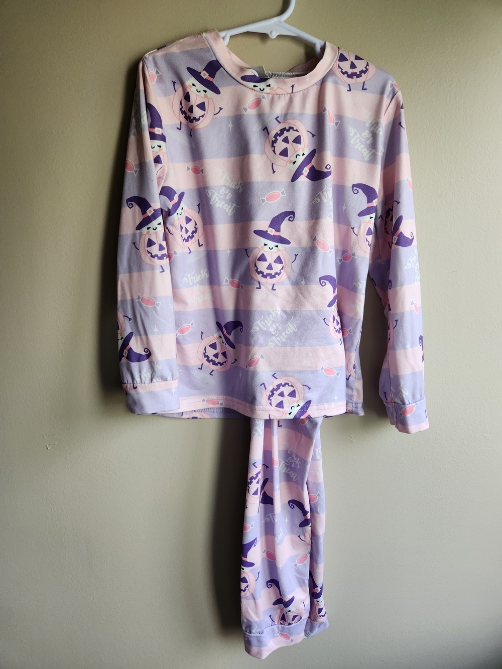 Girls' Pink & Lavender Halloween Pumpkin Pajama Set